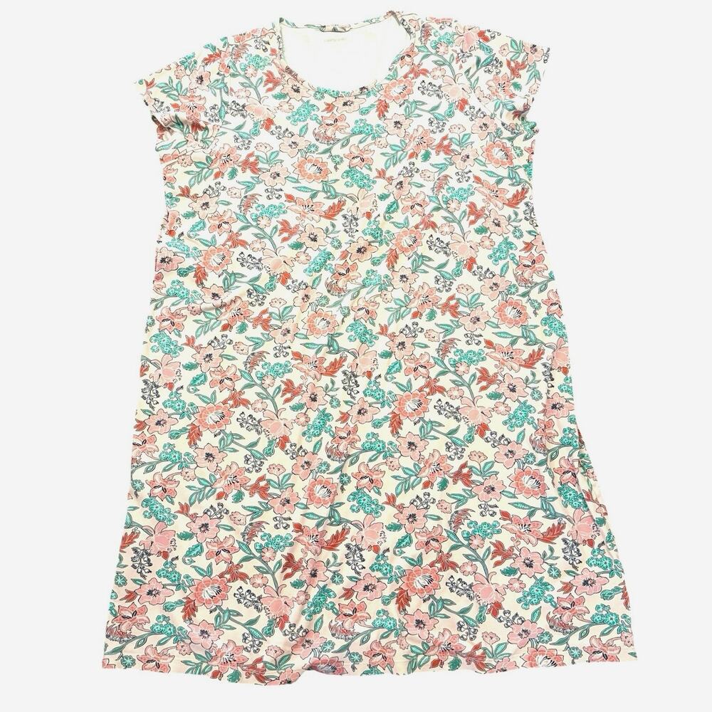 Lands' End Plus Size 1X Short Sleeve Cotton Midcalf Nightgown Sleep Dress
